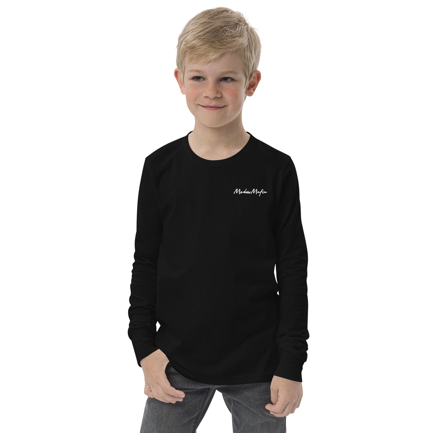 Kids Unisex Long Sleeve Tee (Black)