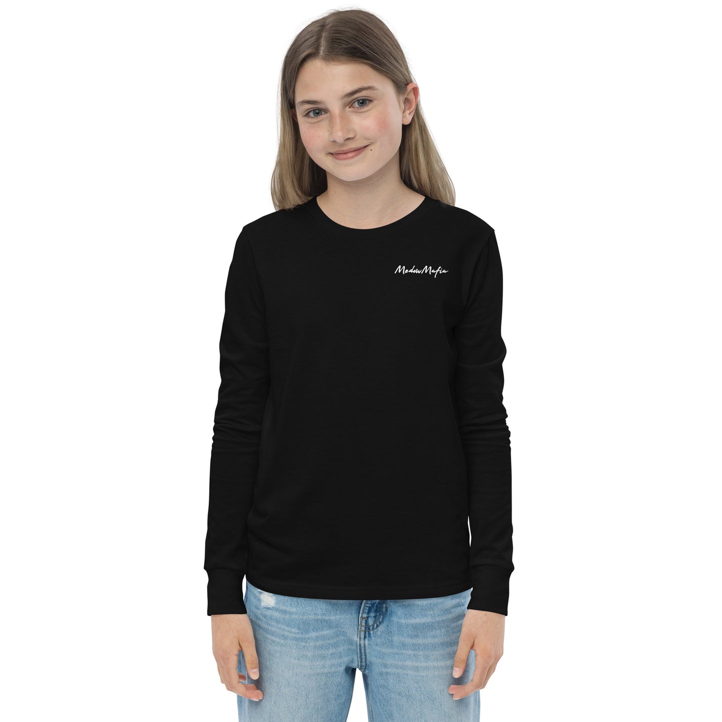 Kids Unisex Long Sleeve Tee (Black)