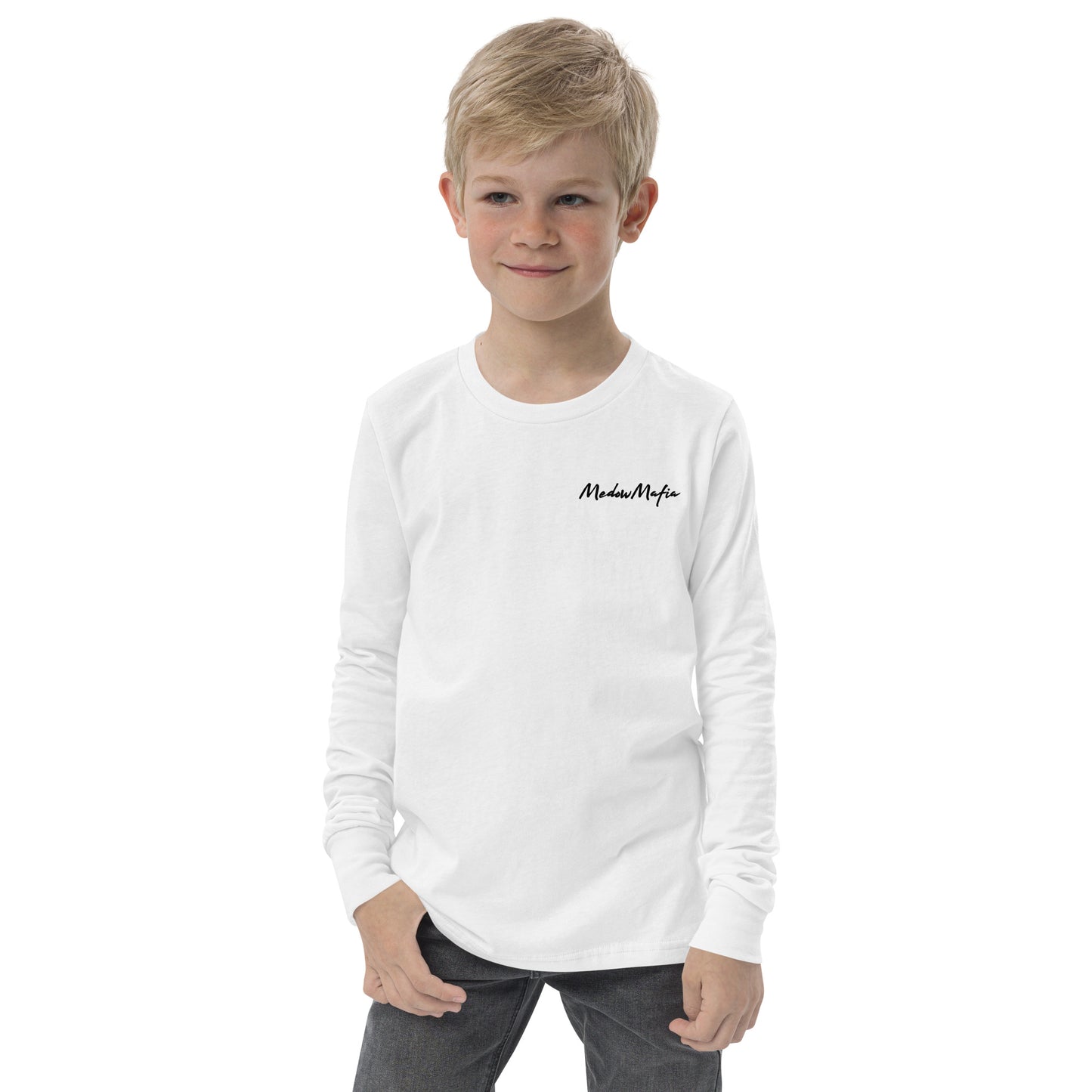 Kids Unisex Long Sleeve Tee (White)