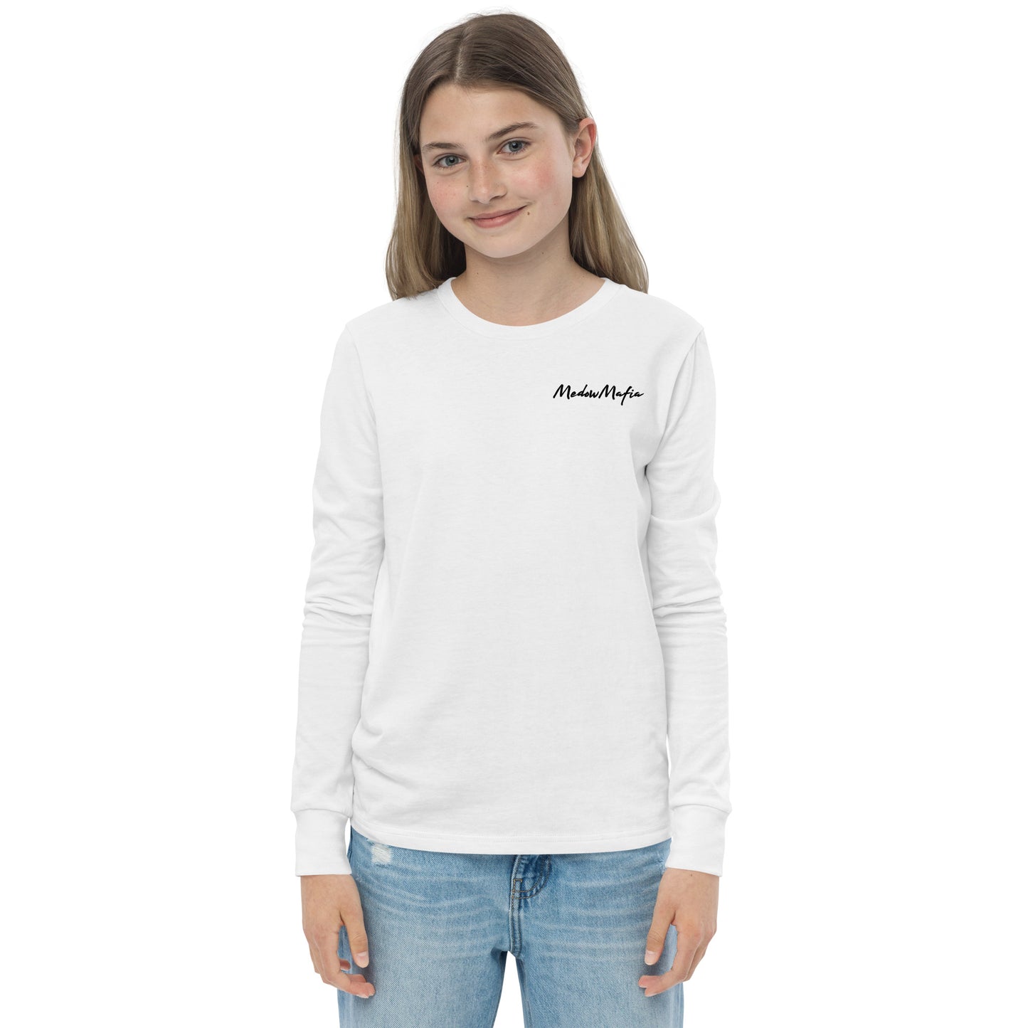 Kids Unisex Long Sleeve Tee (White)